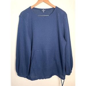 Sperry Sweater Women's Medium Pullover Blue Open Knit Cotton Blend